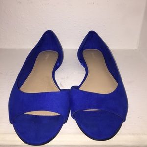 Blue suede flats